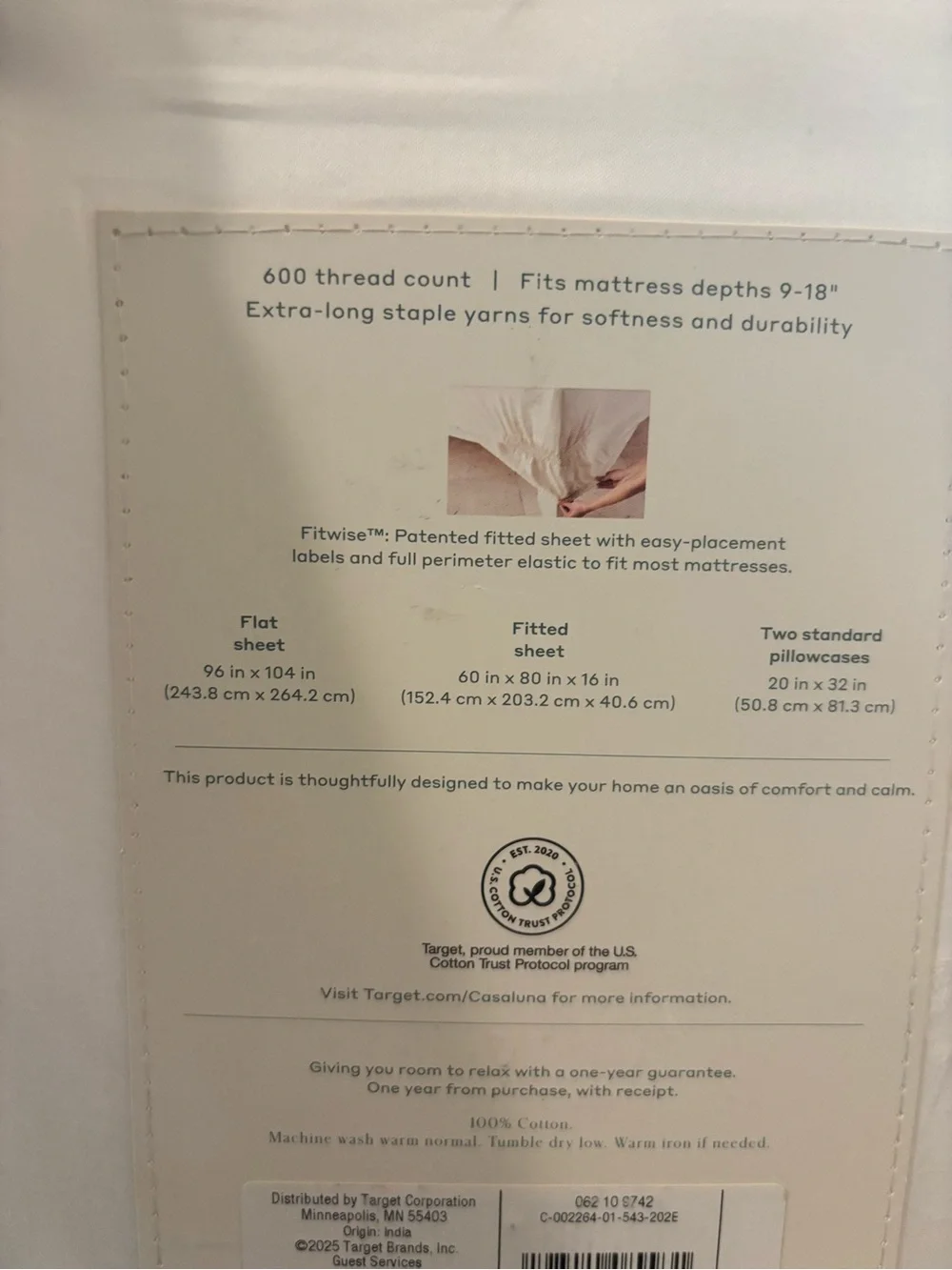 King/Cal King 400 Thread Count Percale Sheet Set White - Casaluna™